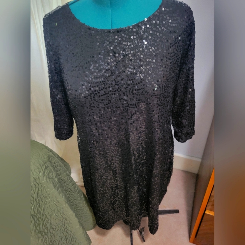 Black Sequin Mini Dress
